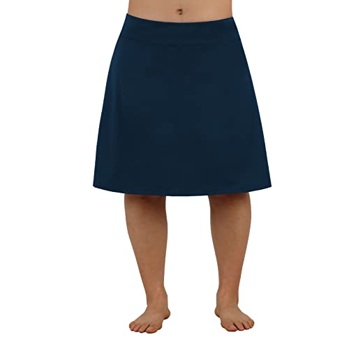 Women Plus Size Knee Length Running Skorts with Pockets - Navy 3X