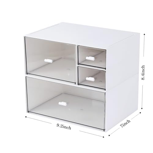 MILULUGO 4-Drawer Desk Organizer Makeup Storage Box for Cosmetics & Jewelry