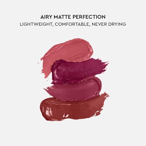 KIRO Four Play Non-Stop Airy Matte Liquid Lip Stack ? Elite Berry Quad | 4-in-1 Lipstick Set with Long-Lasting, Transfer-Proof & Lightweight Formula | Infused with Avocado & Apricot Oils | 6ml