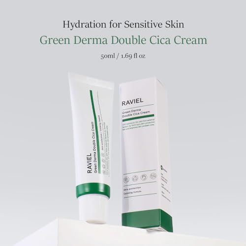 RAVIEL Green Derma Double Cica Face Moisturizer Set of 2 - Calming Sensitive Skin