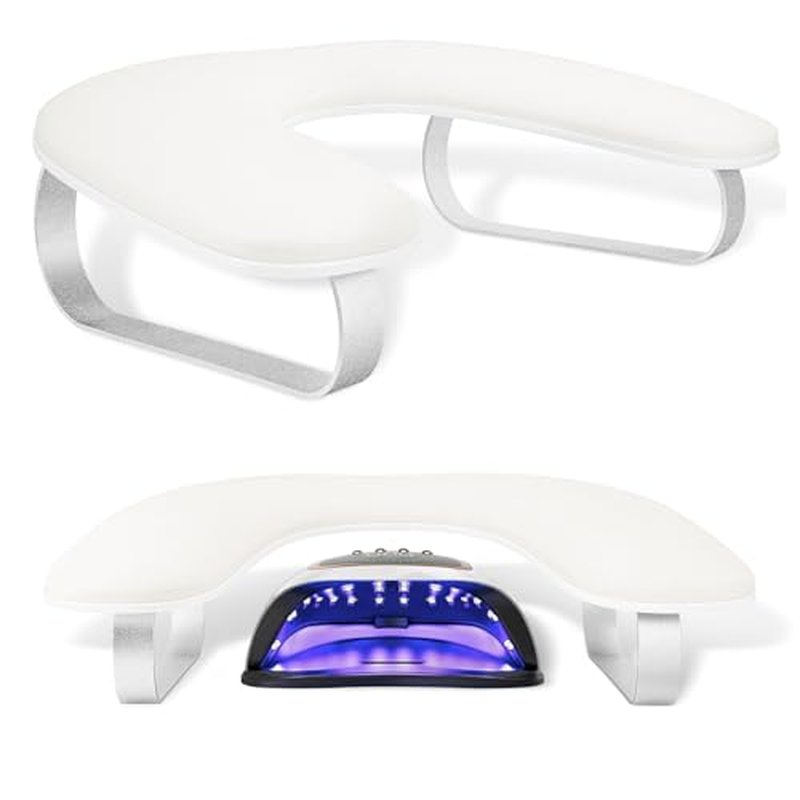 Arm Rest for Nails Tech 10¡Æ Inclined, U-Shaped Nail Hand Rest Manicure Arm Rest Stand with Silver Aluminum Alloy Holder Non-slip