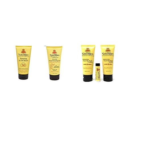 The Naked Bee Bundle Vitamin C Face & Body Moisturizing Sunscreen + Orange Blossom Honey Everyday Facial Gel 5.5 oz + Orange Blossom Honey Lotion and Lip Balm Set