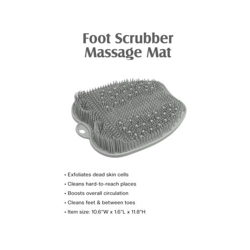 ZENVY Foot Bath Tub and Silicone Foot Scrubber Massage Mat Set for Soothing at-Home Relaxation (Foot Bath & Scrubber Mat)