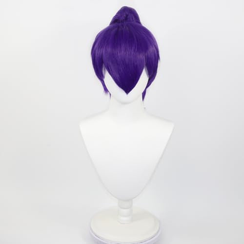 Purple Short Straight Wig with Detachable Ponytail for Women’s Anime & Halloween - NIUOBYS