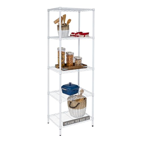 Honey-Can-Do 5-Tier Adjustable Shelving Unit, 250 lb per Shelf, White, 24 x 18 x 72 in