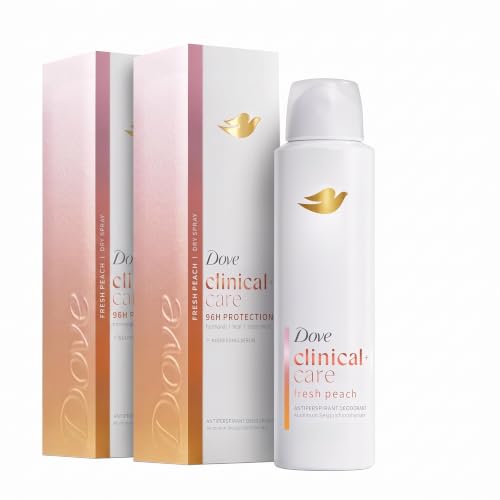 Dove Clinical + Care Antiperspirant Deodorant Dry Spray for Women 3.8 oz Pack of 2 - Fresh Peach