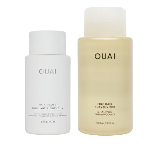 OUAI Hair Gloss and Fine Shampoo Set for Shine & Volumizing - 2 Pack