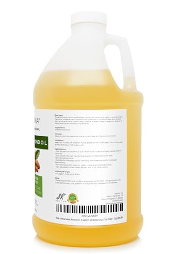 Sweet Almond Oil - 1 Gallon Cold Pressed Carrier Oil for Skin & Hair