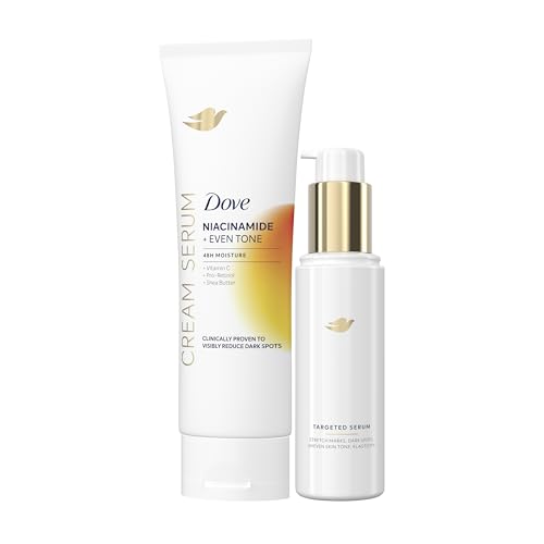 Dove Body Cream Serum with Niacinamide, Vitamin C, Pro-Retinol and Shea Butter 8oz Targeted Serum with Tone Balance Complex, Niacinamide, Collagen Peptides 3.2 oz