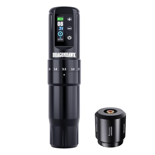 Black Wireless Tattoo Pen Machine with 1 Battery - Atom2 Pro