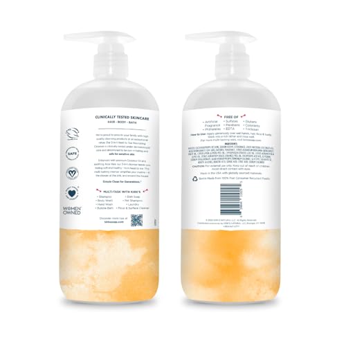 Kirk's 3-in-1 Head to Toe Nourishing Liquid Cleanser- for Men, Women & Children - Premium Coconut Oil & Aloe Vera- Non GMO & Vegan - Citrus Twist - 32 Fl Oz.