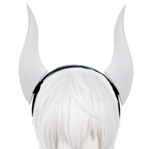 Women Headband with 3D Devil Horns Lightweight Costume Accessory - D White