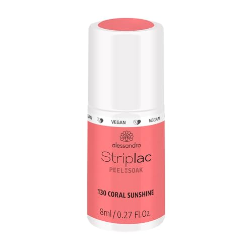 alessandro Striplac Peel or Soak Nail Polish -130 Coral Sunshine for Women- 0.27 oz