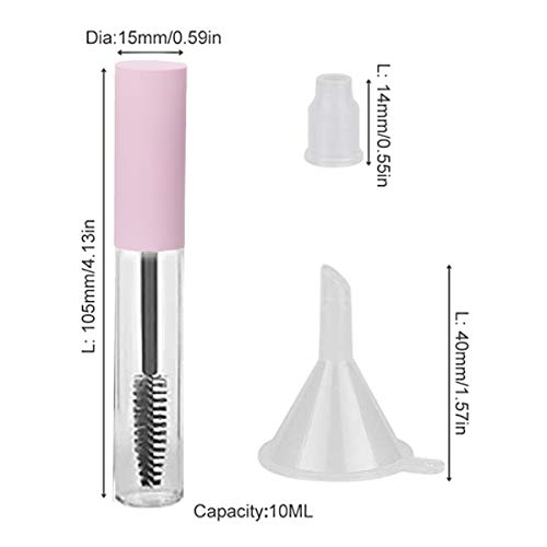 GTHER 10PCS 10ML Empty Mascara Tube Bottle With Eyelash Wand, Rubber Inserts & Funnels Set for Castor Oil/Growth Oil, DIY Cream Container With Cap, Matte Pink