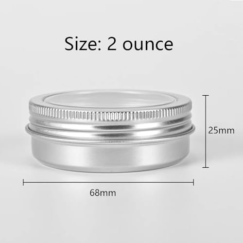 2 oz Aluminum Round Tin Containers with Screw Lid – 75pc Craft & Cosmetic Jars