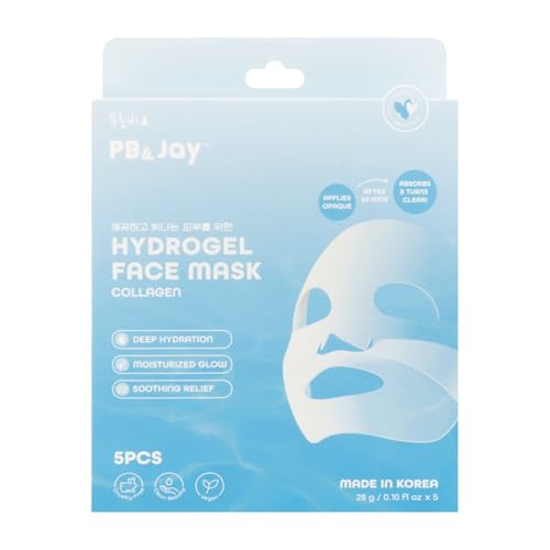 PB & JAY Hydrogel Face Mask ? Korean Overnight Face Mask for Deep Hydration, Natural Collagen Production, & Glass-Skin Glow (5 Pack)