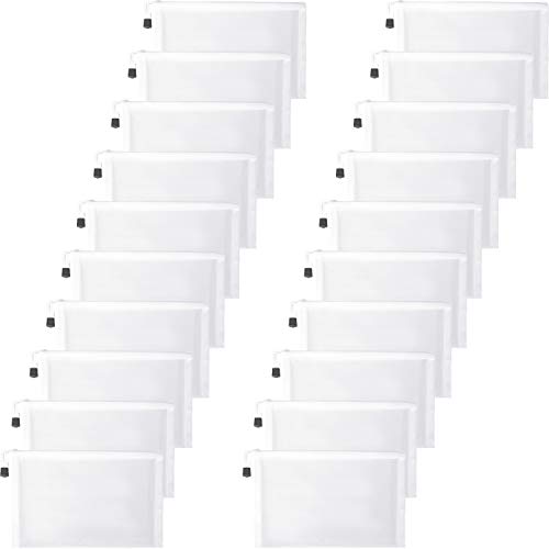 White Mesh Makeup Cosmetic Bag Set - 20 Pouches, Travel Organizers