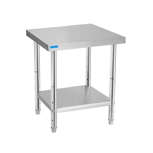 Stainless Steel Prep & Work Table with Adjustable Undershelf - 18x24 Inches