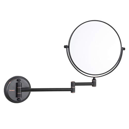 DOWRY 10x Magnifying Wall Mounted Makeup Mirror with 8 Inch Double-Sided Swivel, Oil Rubbed Bronze, 12 Inch Extension - Orb Variation