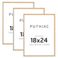 Solid Oak Picture Frame 18x24 Inches - Natural Finish, 3 Pack, Beige Variation