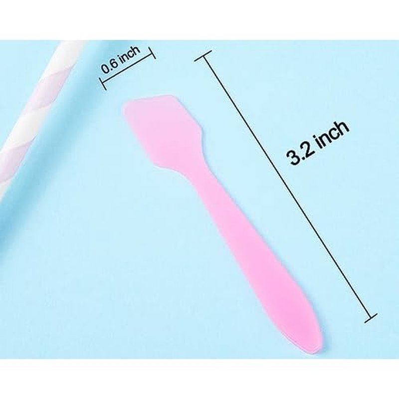 100 Pack 3.2 Inch Cosmetic Spatulas/Small Plastic Spatula for Cosmetics, Creams, Crafts/Makeup Spatula/Multipurpose Mini Applicator for Mixing Cream, Skincare, or Scraping Jars/Random Color
