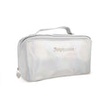 Juicy Couture White Makeup Bag Cosmetics Organizer Travel Essentials Cross Zip Iridescent