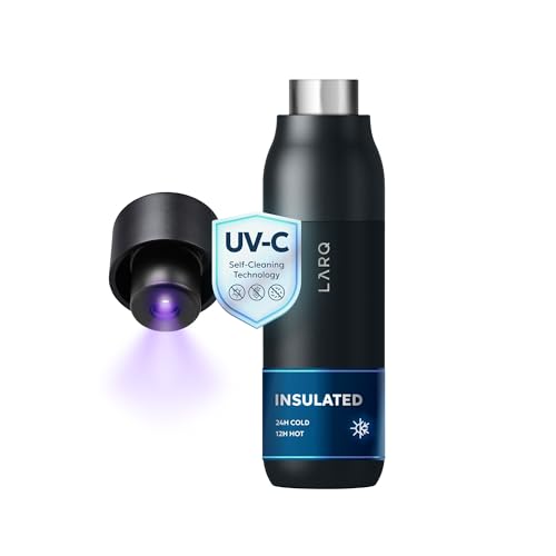 25 Ounce Self-Cleaning UV Water Bottle - Obsidian Black, Insulated Stainless Steel