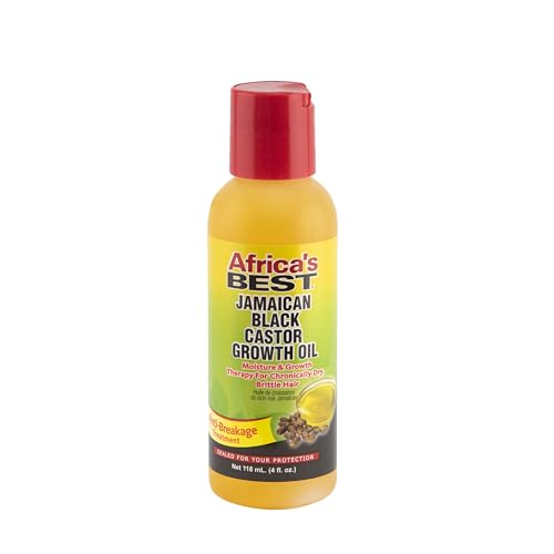 Africa's Best - Jamaican Black Castor Growth Oil, High in Vitamin E, Minerals and Proteins, Help Repair Dry Scalp, Split Ends, Thinning hair and Promotes Regrowth, 4oz Bottle, Brown