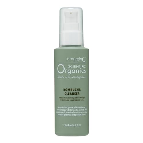 emerginC Scientific Organics Kombucha Cleanser - Nutrient Powerhouse Face Wash with Aloe Vera + Plant Stem Cells to Help Visibly Improve Skin Tone + Texture (4 oz, 120 ml)