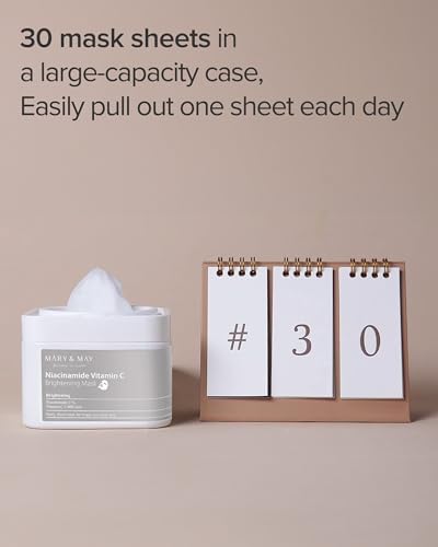 Niacinamide Vitamin C Daily Sheet Mask Set - 30 Sheets with Tweezers - Brightening & Hydrating
