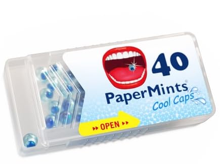 PaperMints CoolCaps - Sugar-Free Instant Fresh Breath Mints, 4 Pack (160 Capsules) for Halitosis & Dry Mouth Relief