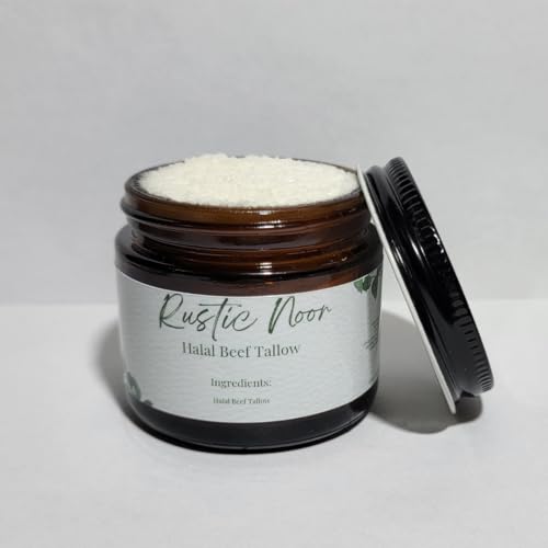 Rustic Noor - 100% Halal Beef Tallow Cream for Skin, Face, & Body. Whipped Moisturizer - 2oz Jar (Handmade in Upstate NY) (2 oz, Unscented)