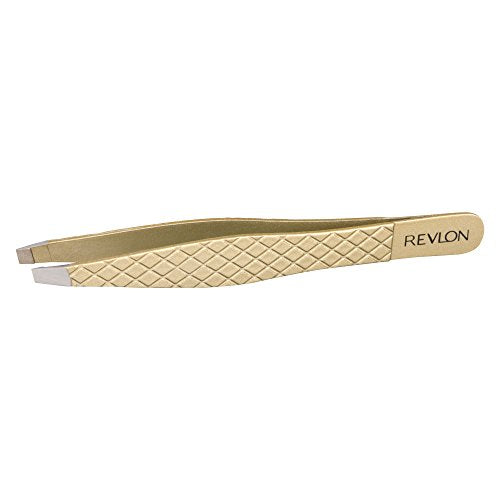 Revlon Gold Series Slanted Tip Tweezers Pack of 2 - Ultra-Sharp Facial & Eyebrow Grooming