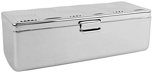 Stephanie Imports Set of 2 Rectangular Lipstick Cases with Glass Mirror - Silver Checker (Variation: Silver Checker)