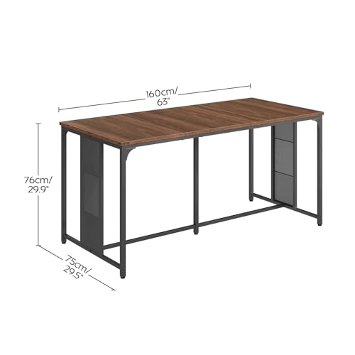 Large Modern Dining Table for 6-8 People - Walnut Top with Metal Legs