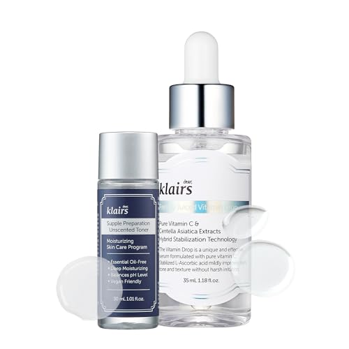 [DearKlairs] Vitamin Drop + Unscented Toner Set, 5% Ascorbic Acid, Hydrating, Korean Skicare