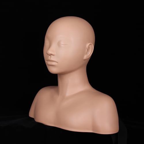 Chocolate Silicone Practice Mannequin Head for Makeup & Massage Training - Reusable Cosmetology Model with Shoulder Strap