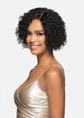 Vivica A. Fox DIONE Natural Short Deep Wave Wig with Side Part - HD Lace, 10 Inches, Remy Human Hair - Variation: Natural