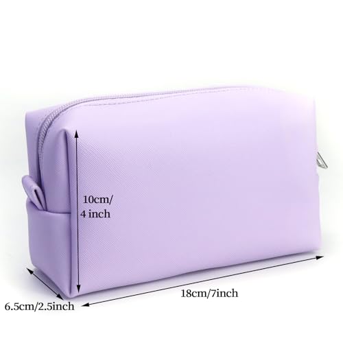 Travel Makeup Bags Set, 3-Piece Large Toiletry Organizer, Multi-Size Cosmetic Bags with Zipper (Purple)