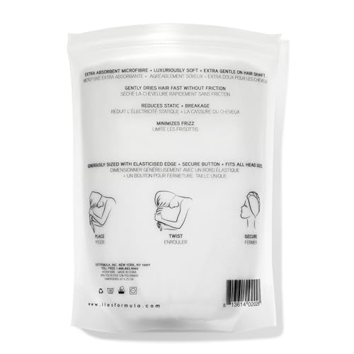 White Microfiber Hair Turban Towel for Curly & Long Hair - ILES FORMULA
