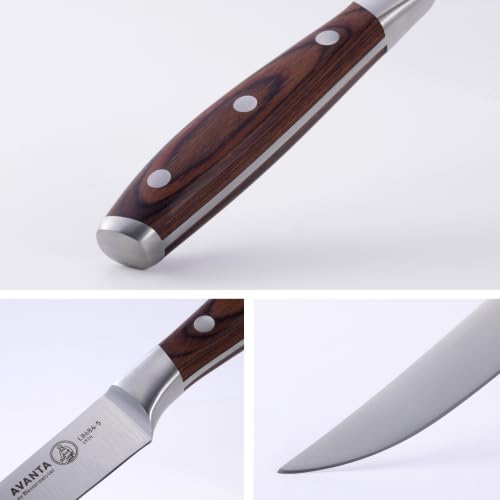 Pakkawood Handle Steak Knife Set - Forged 5-Inch Fine Edge, Rust-Resistant, 4 Piece