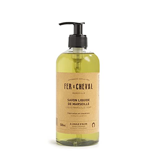 Fer ? Cheval Savon De Marseille Liquid Soap, Organic Olive Oil Soap, 500 ml / 16.9 fl oz