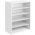 White 5-Tier Shoe Rack Organizer with Movable Shelf for Entryway