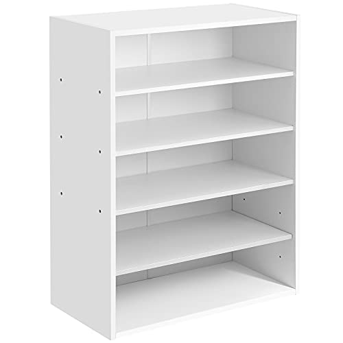 White 5-Tier Shoe Rack Organizer with Movable Shelf for Entryway
