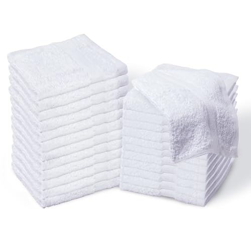 Luxury Cotton Washcloths 24 Pack - 12x12 Inch Spa-Quality Face Towels