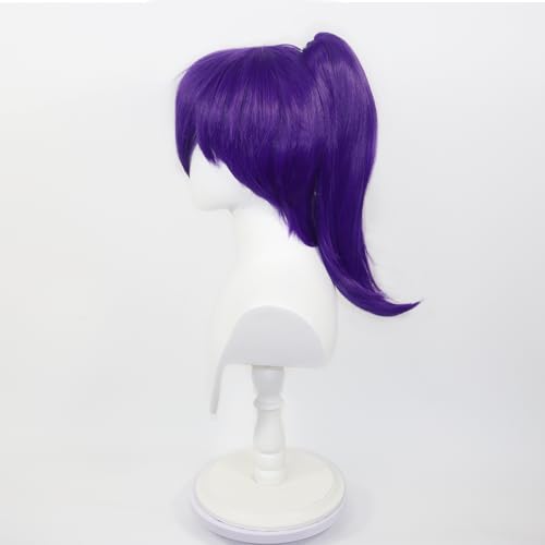 Purple Short Straight Wig with Detachable Ponytail for Women’s Anime & Halloween - NIUOBYS