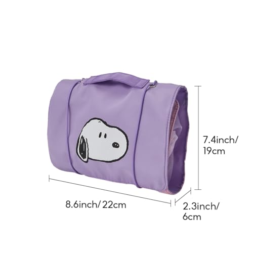 MINISO Snoopy Colorful Life Collection Foldable Makeup Bag Cosmetic Bag Waterproof Large Roll-Up Portable Travel Organizer For Women Girls