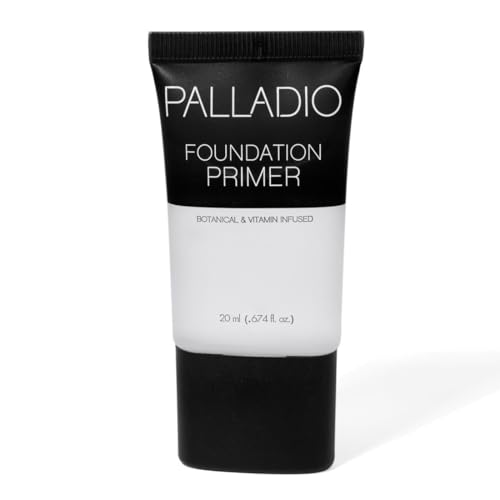 Palladio Foundation Primer, Lightweight and Velvety Primer with Aloe Vera and Chamomile, Wear Alone or As Foundation Base, Minimizes Fine Lines and Pores, Helps Makeup Last Longer, 0.674 oz Clear