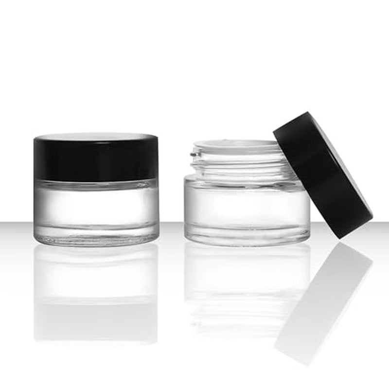 90 Pack 5ml Glass Lip Balm Containers, Small Empty Cosmetic Sample Jars with Lids, Refillable Clear Airtight Glass Jars for Skincare, Lotion, Cream, Wax, Travelling, Retail Store