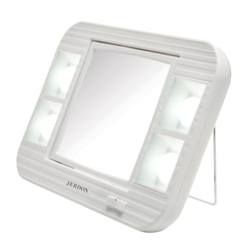 Lighted Makeup Mirror with 5X Magnification and Glare-Free LEDs - White